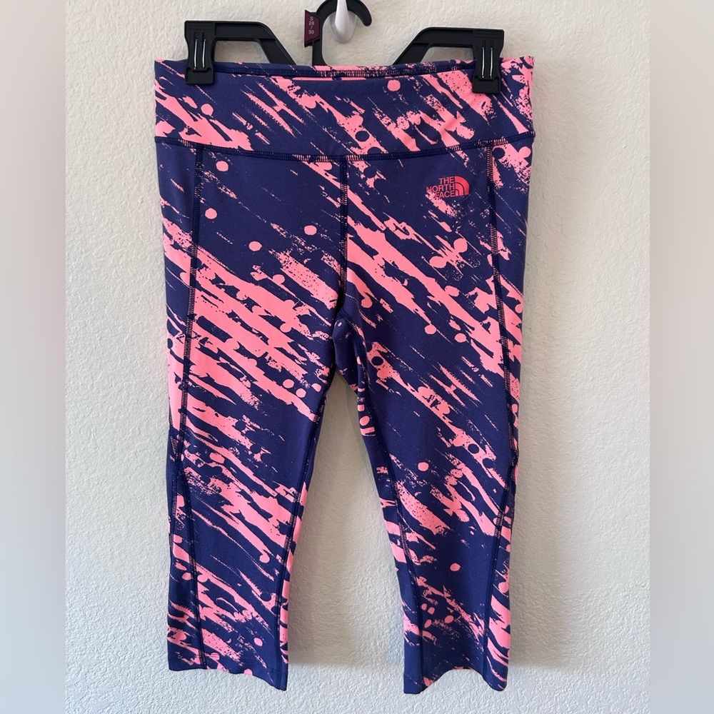 The North Face‎ Printed Crop Leggings – Navy & Pink Performance Activewear SZ M